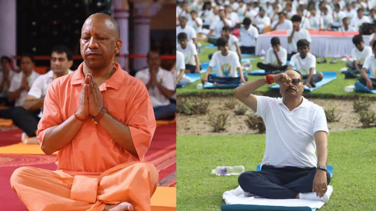 Deputy CM Brijesh Pathak did yoga at the Residency