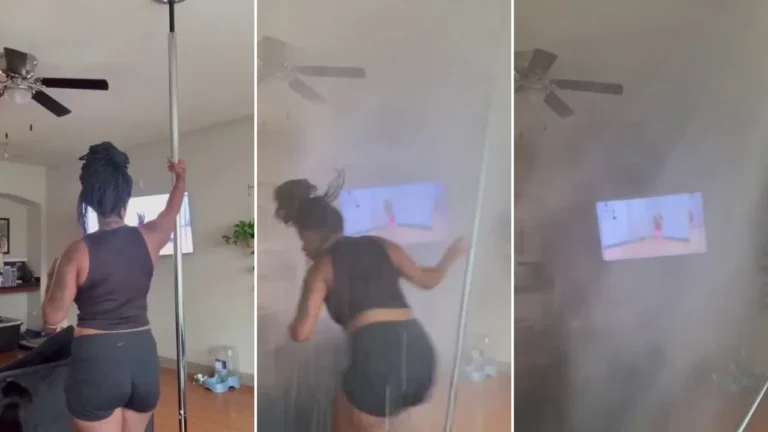 Woman pole dance gone wrong viral video
