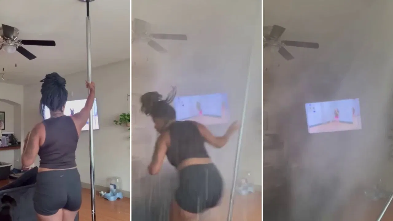 Woman pole dance gone wrong viral video