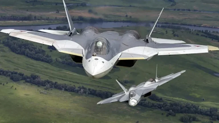 Russian Su-57 stealth fighter jet in flight