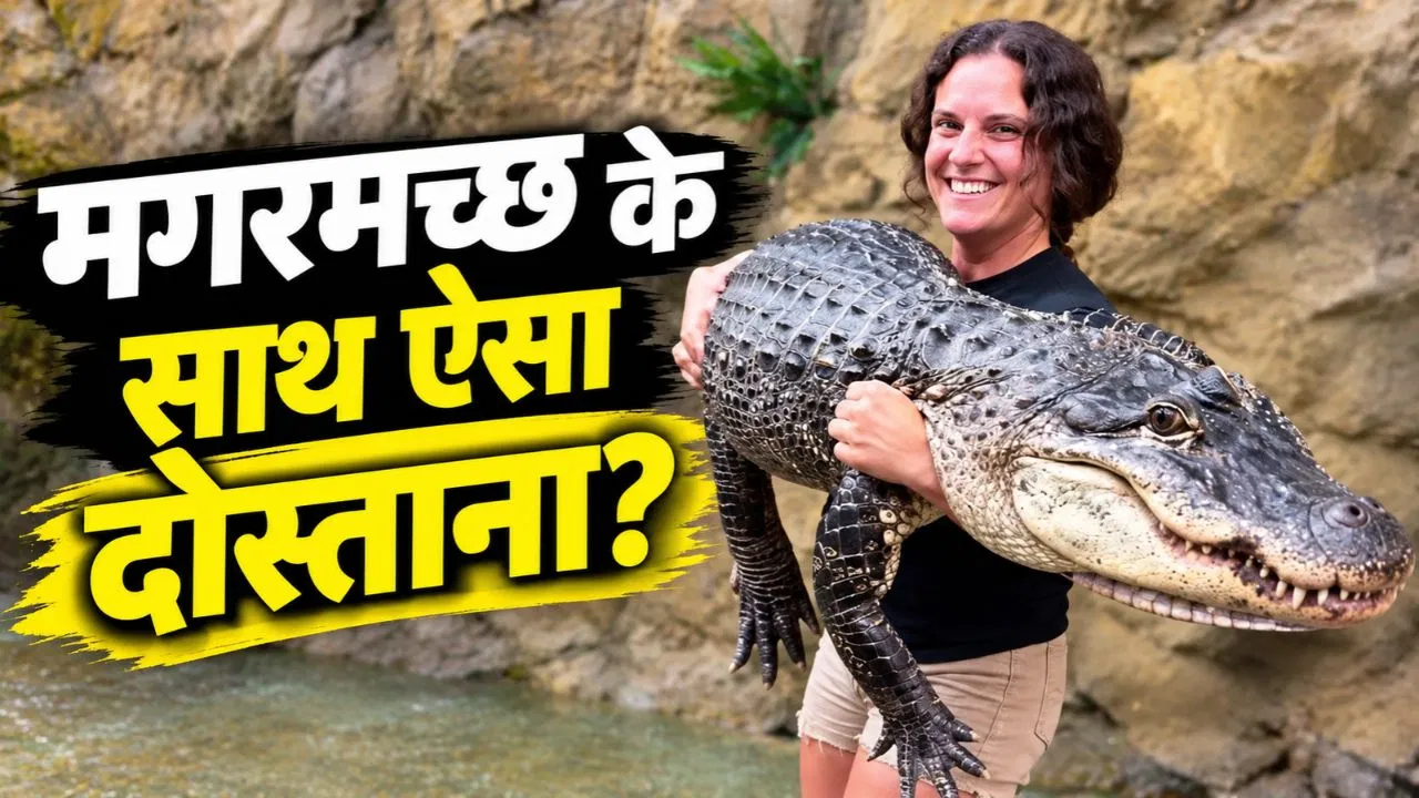 woman lifting 110kg crocodile like baby